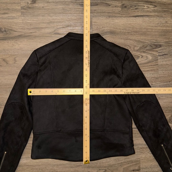 Banana Republic Jacket Womens Black Faux Suede Moto Long Sleeve Pockets size Med - Picture 4 of 4
